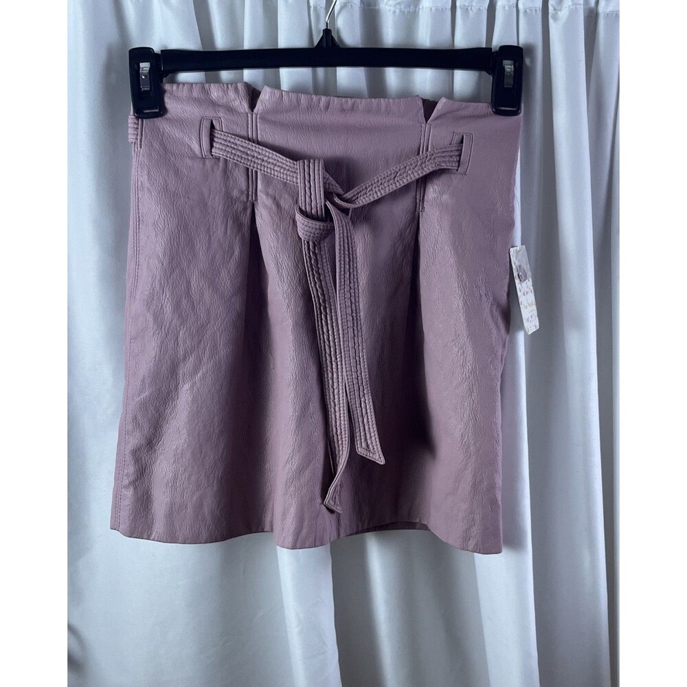Free People Women’s Payton Paperback Faux Leather Mini Skirt Size 0 Mauve